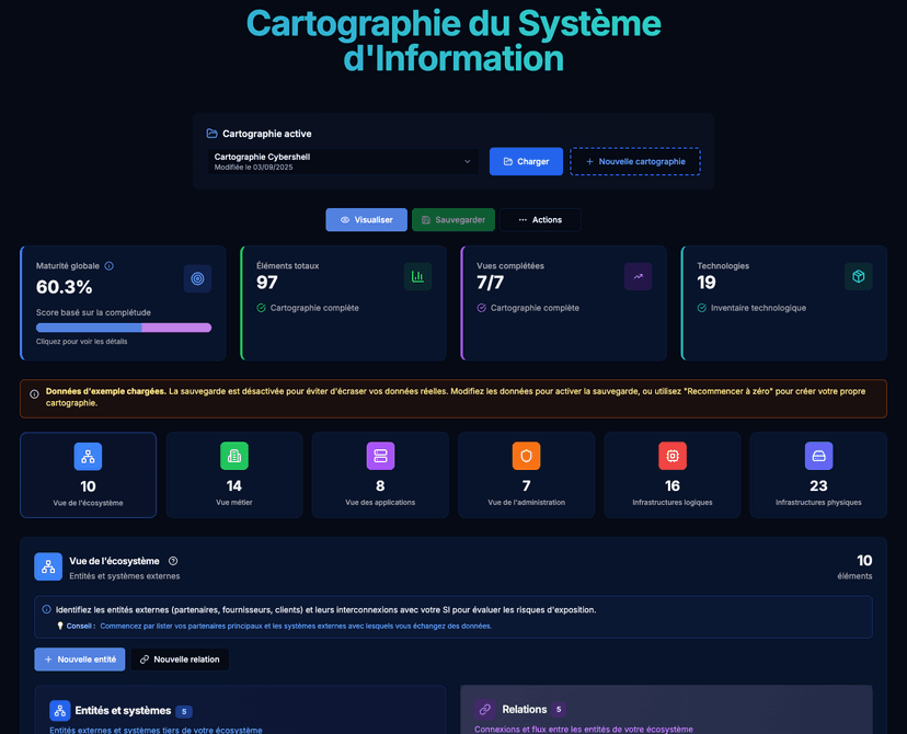 Interface de cartographie CyberShell