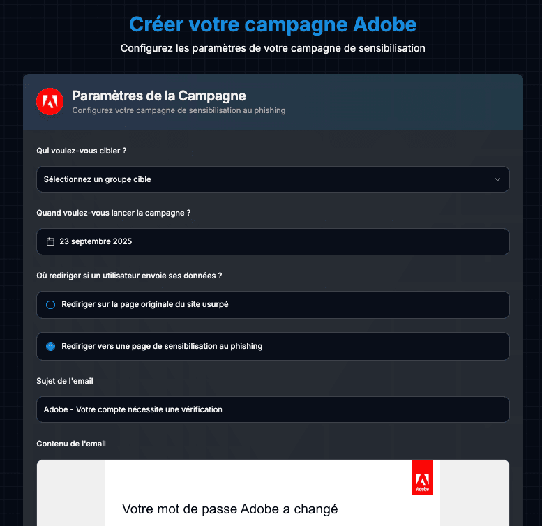 Dashboard de sensibilisation CyberShell